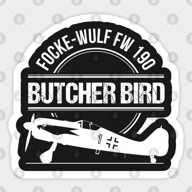 Focke Wulf FW-190 Butcherbird Warbird German Luftwaffe Sticker by stearman